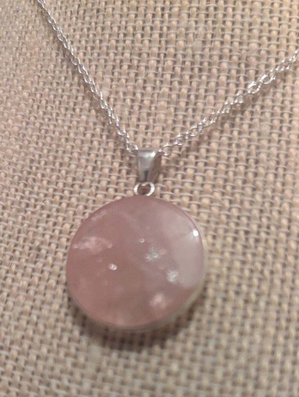 925 Rose Quartz Round 7/8" Pendant - PO42926-02